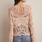 Boho Contrast Crochet Top - Blush