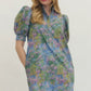 Watercolor Puff Sleeve Mini - Blue Multi