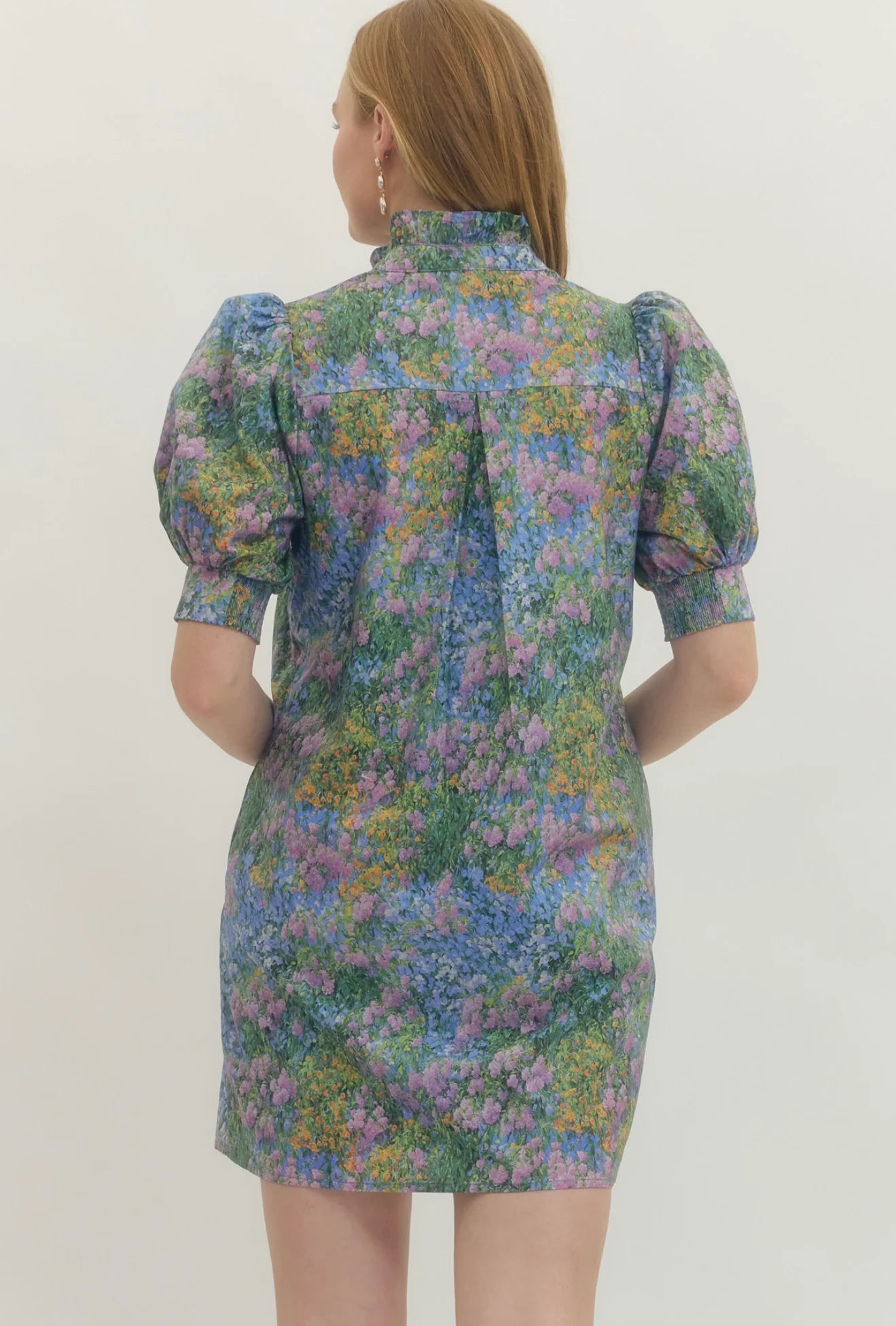 Watercolor Puff Sleeve Mini - Blue Multi