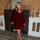 Front Tie Sequin Velvet Dress - Wine