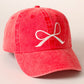 Bow Embroidered Baseball Cap - Red