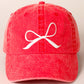 Bow Embroidered Baseball Cap - Red