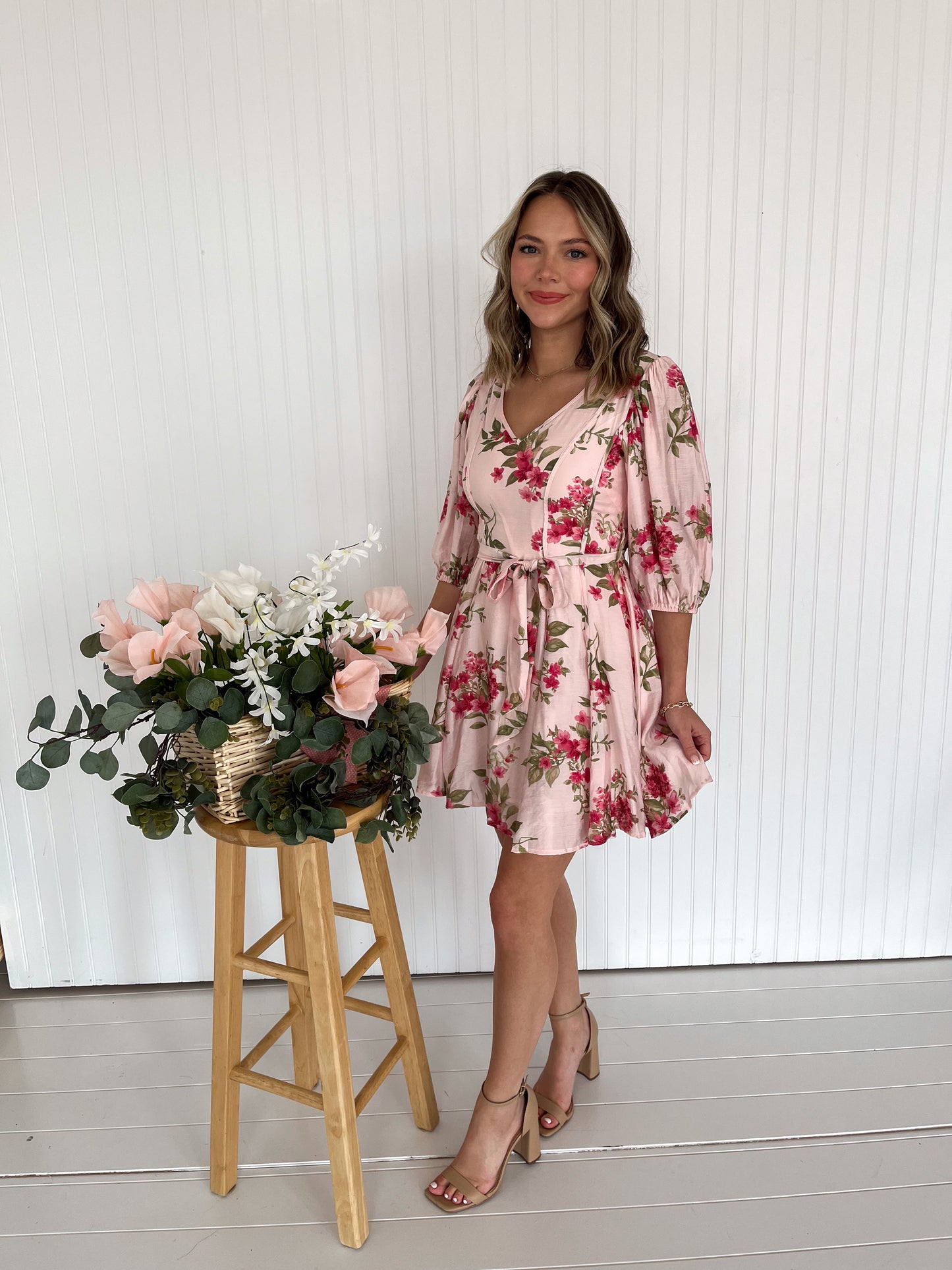 Azalea Floral Mini Dress - Blush Multi