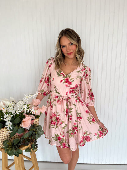 Azalea Floral Mini Dress - Blush Multi