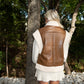 Sienna Leather Sherpa Vest - Brown