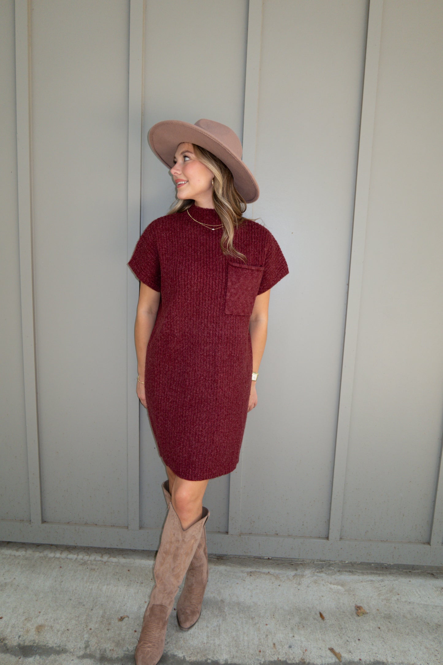 Chloe Sweater Dress - Cranberry