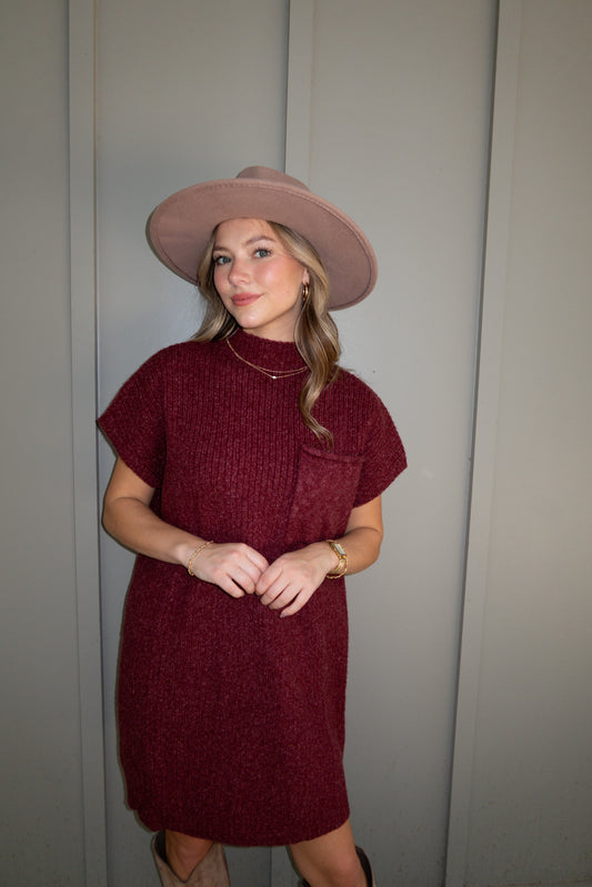 Chloe Sweater Dress - Cranberry