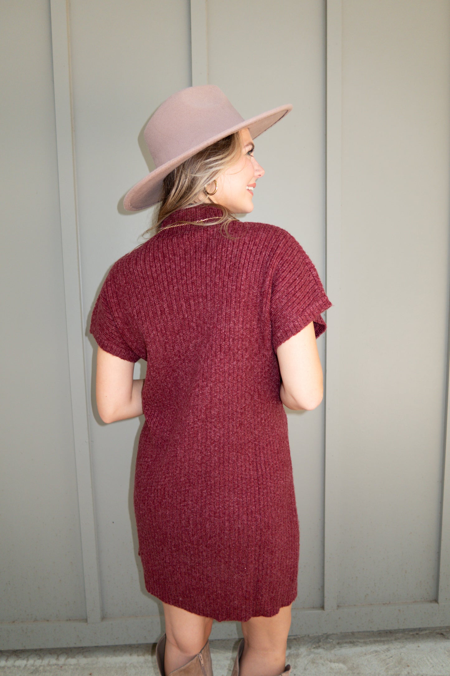 Chloe Sweater Dress - Cranberry