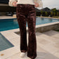 Crushed Velvet Pants - Espresso