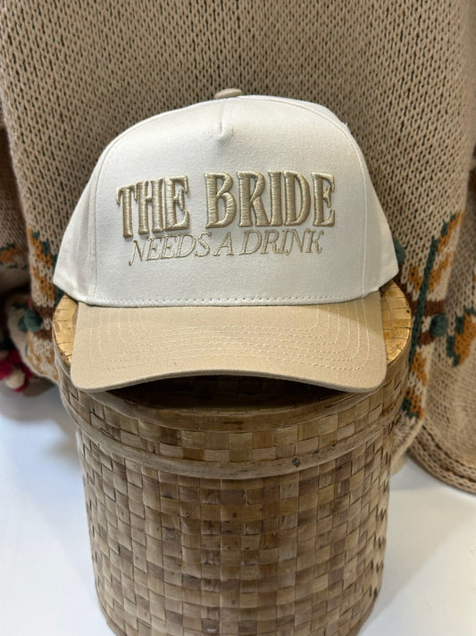 The Bride Needs a Drink Hat - Natural/Tan