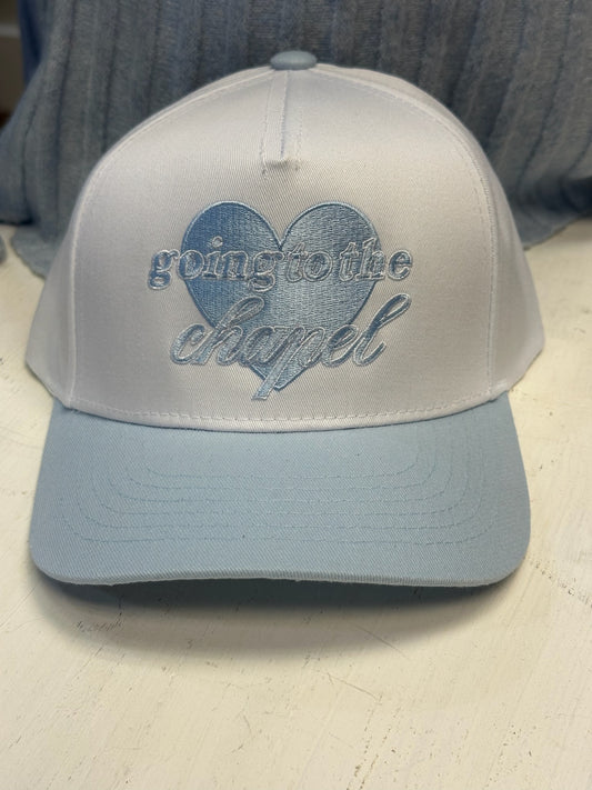 Going to the Chapel Hat - White/Baby Blue