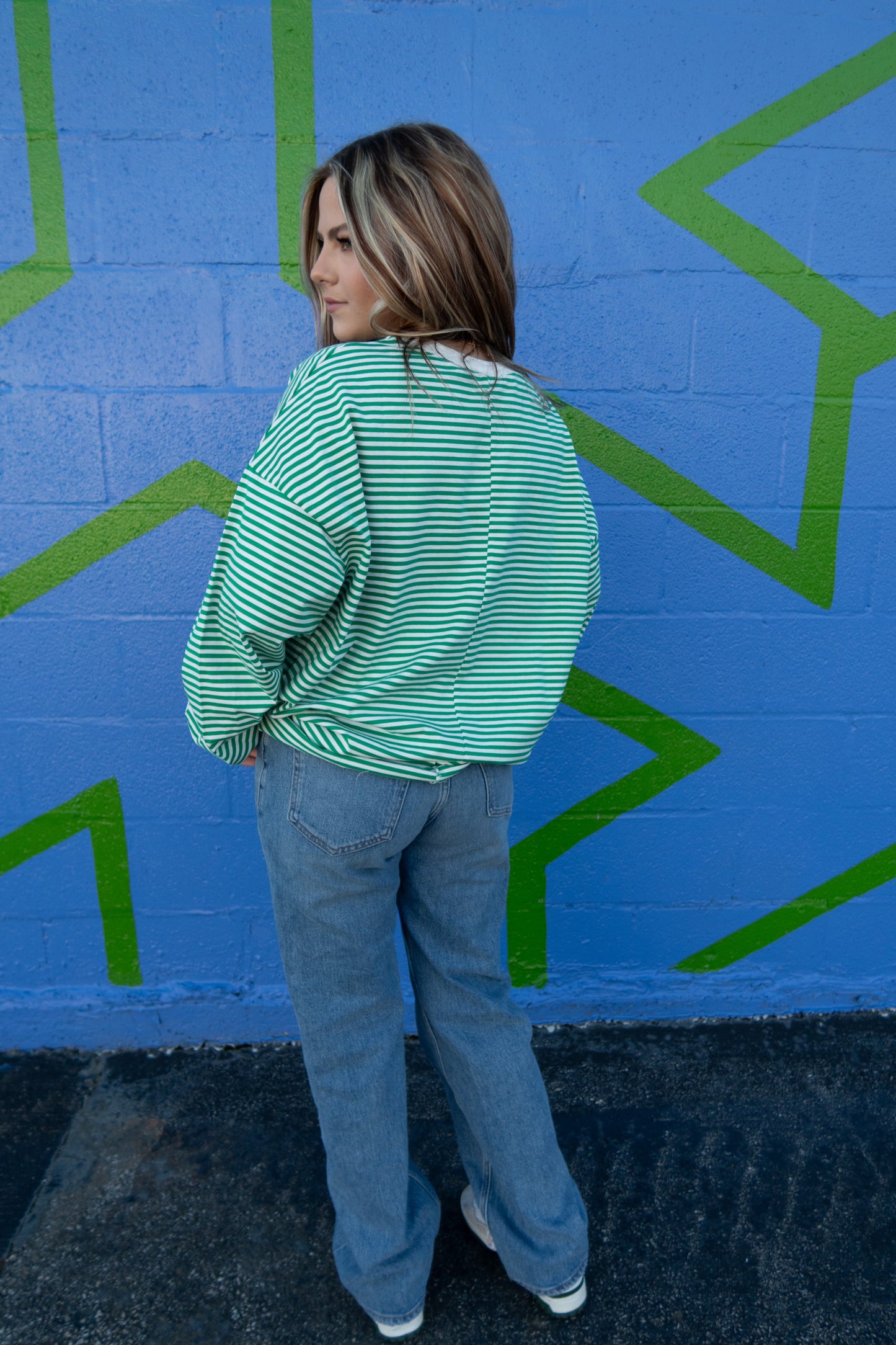 Feeling Green Striped Long Sleeve Top - Kelly Green