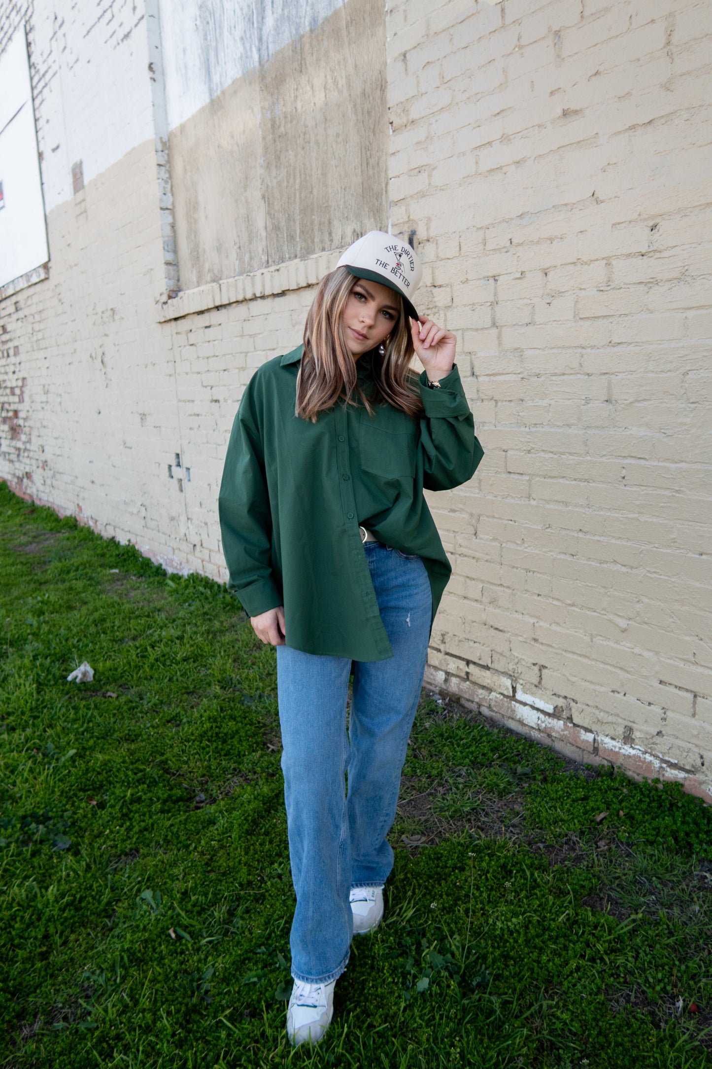 Sláinte! Oversized Button Down Shirt - Deep Green