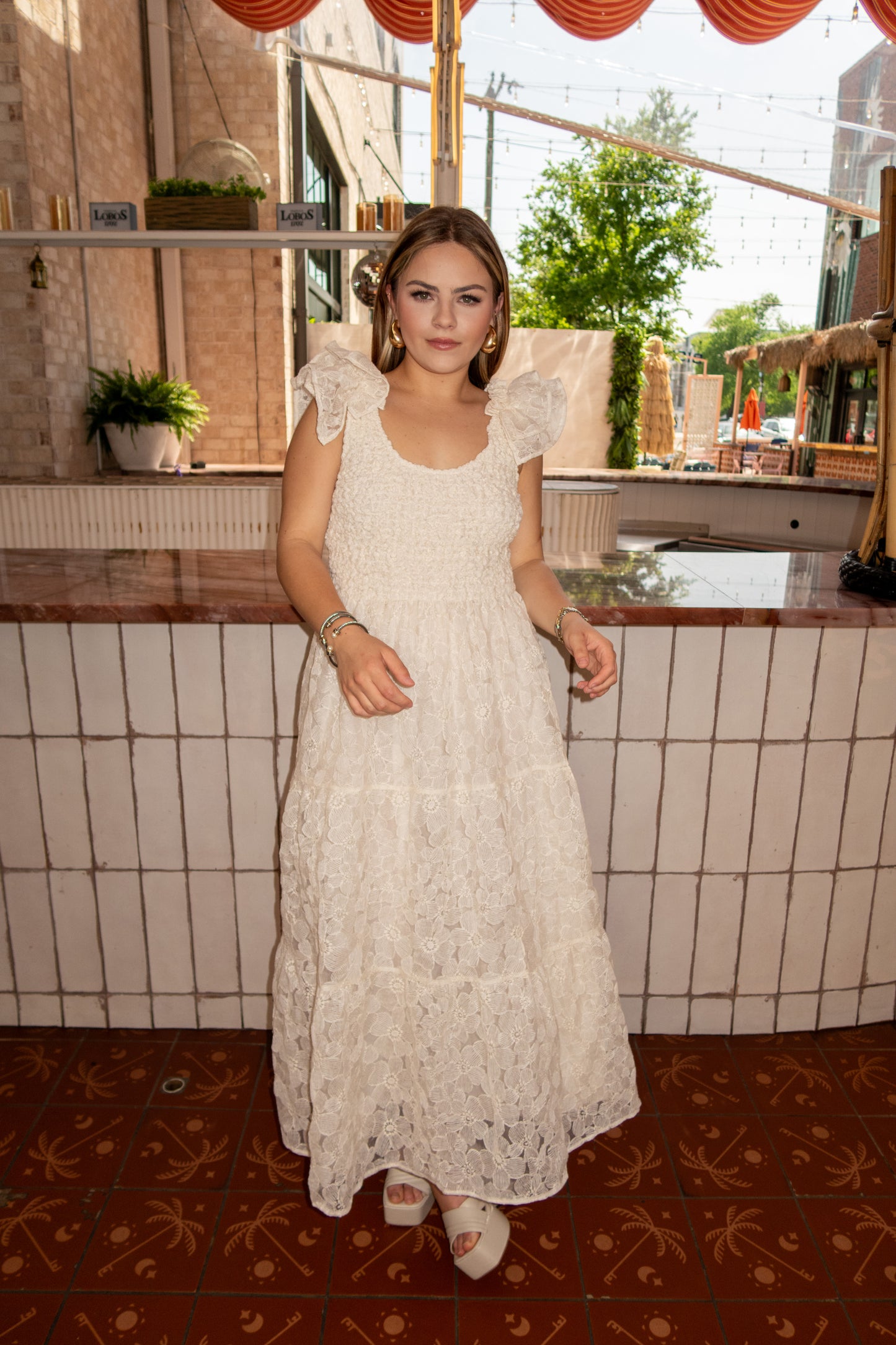 Tuscany Flutter Sleeve Midi Dress - Cream