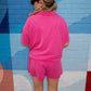 Jet Lag Ribbed Shorts - Fuschia