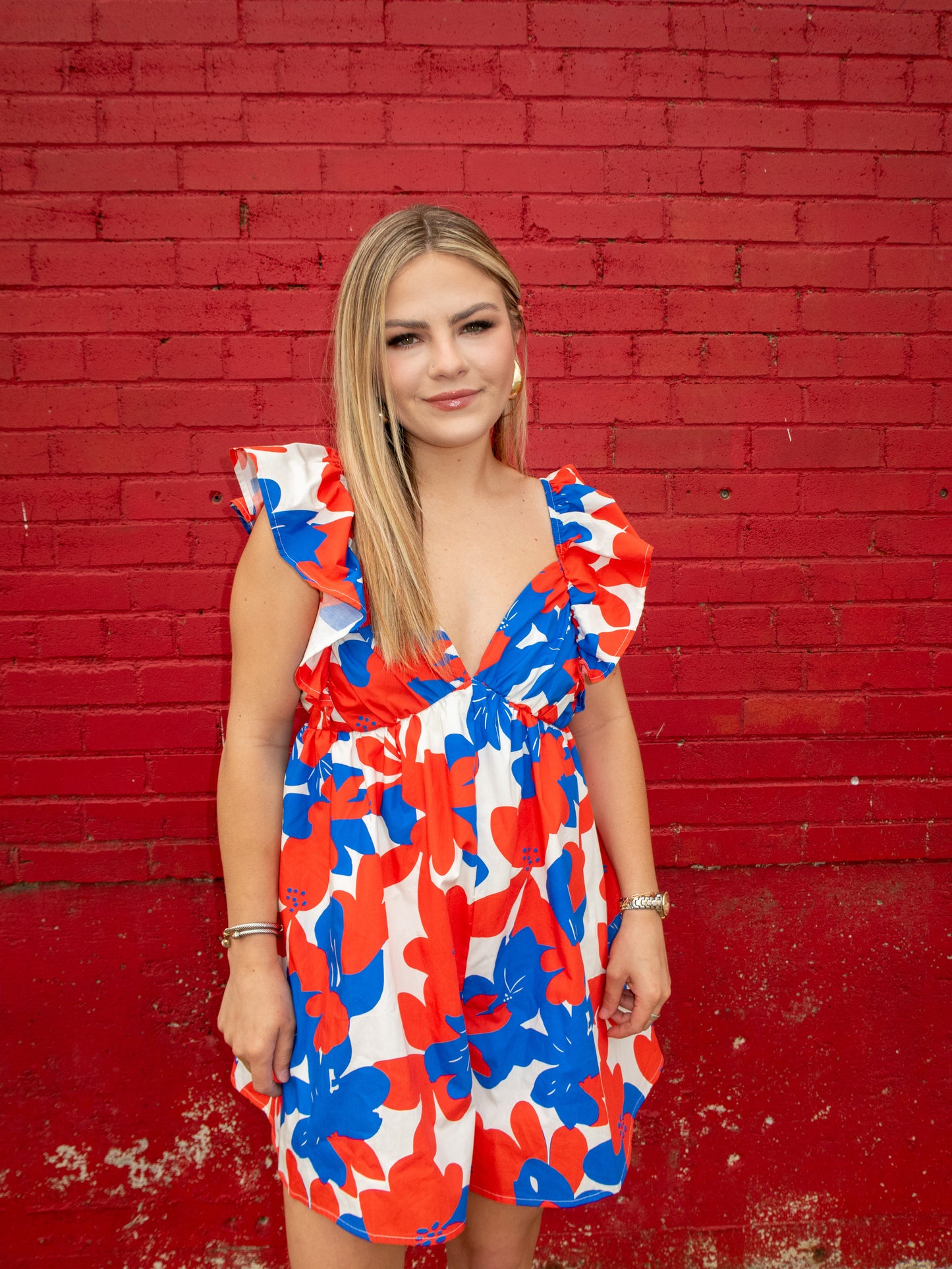 Miss Americana Ruffle Romper - Red/White/Blue