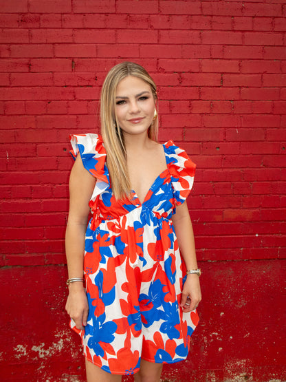 Miss Americana Ruffle Romper - Red/White/Blue