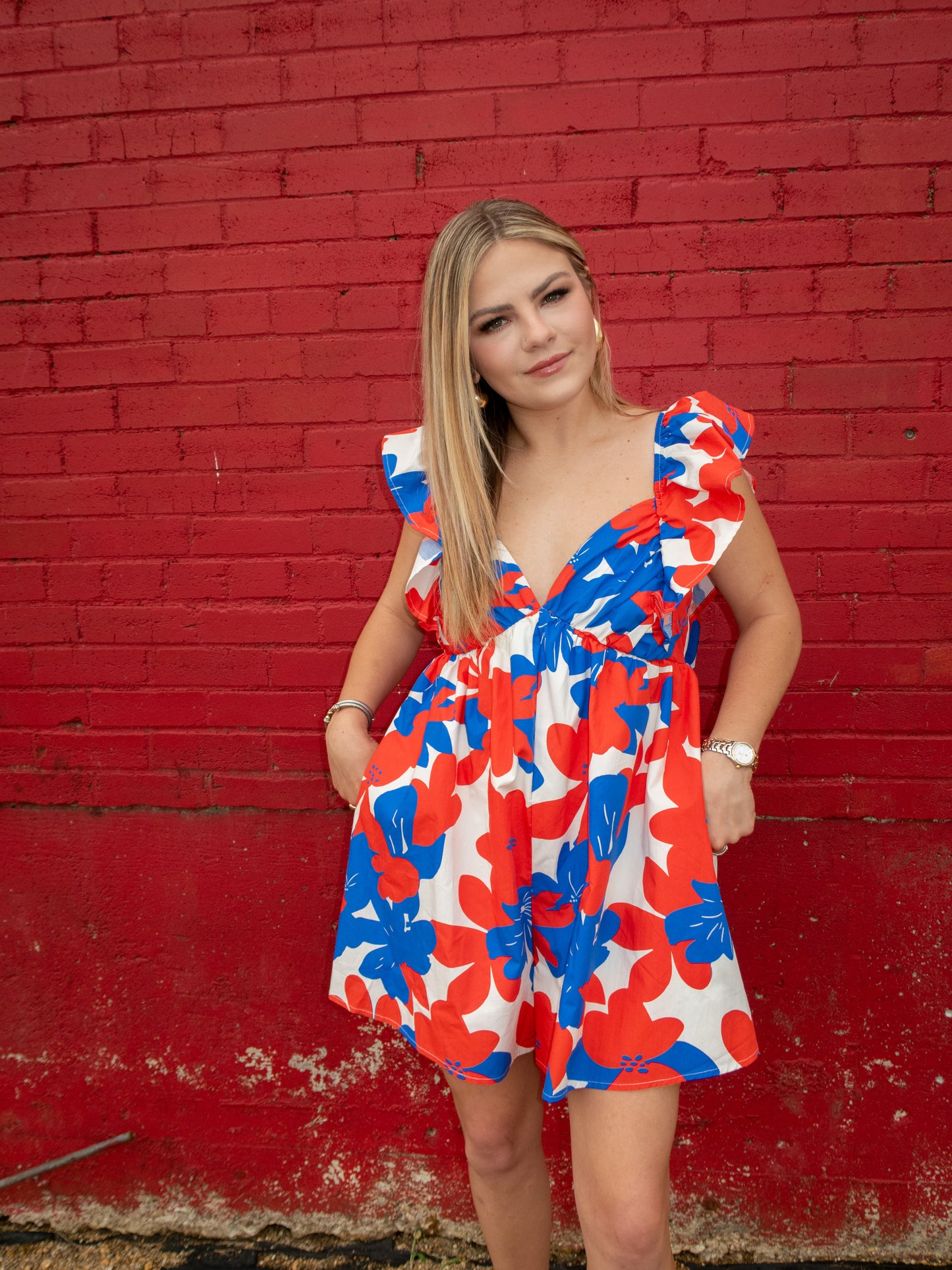 Miss Americana Ruffle Romper - Red/White/Blue