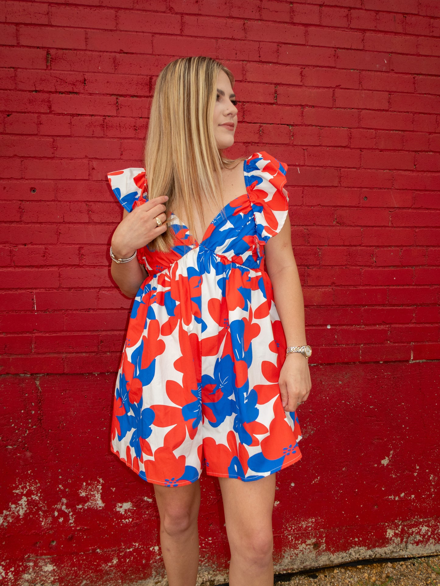 Miss Americana Ruffle Romper - Red/White/Blue