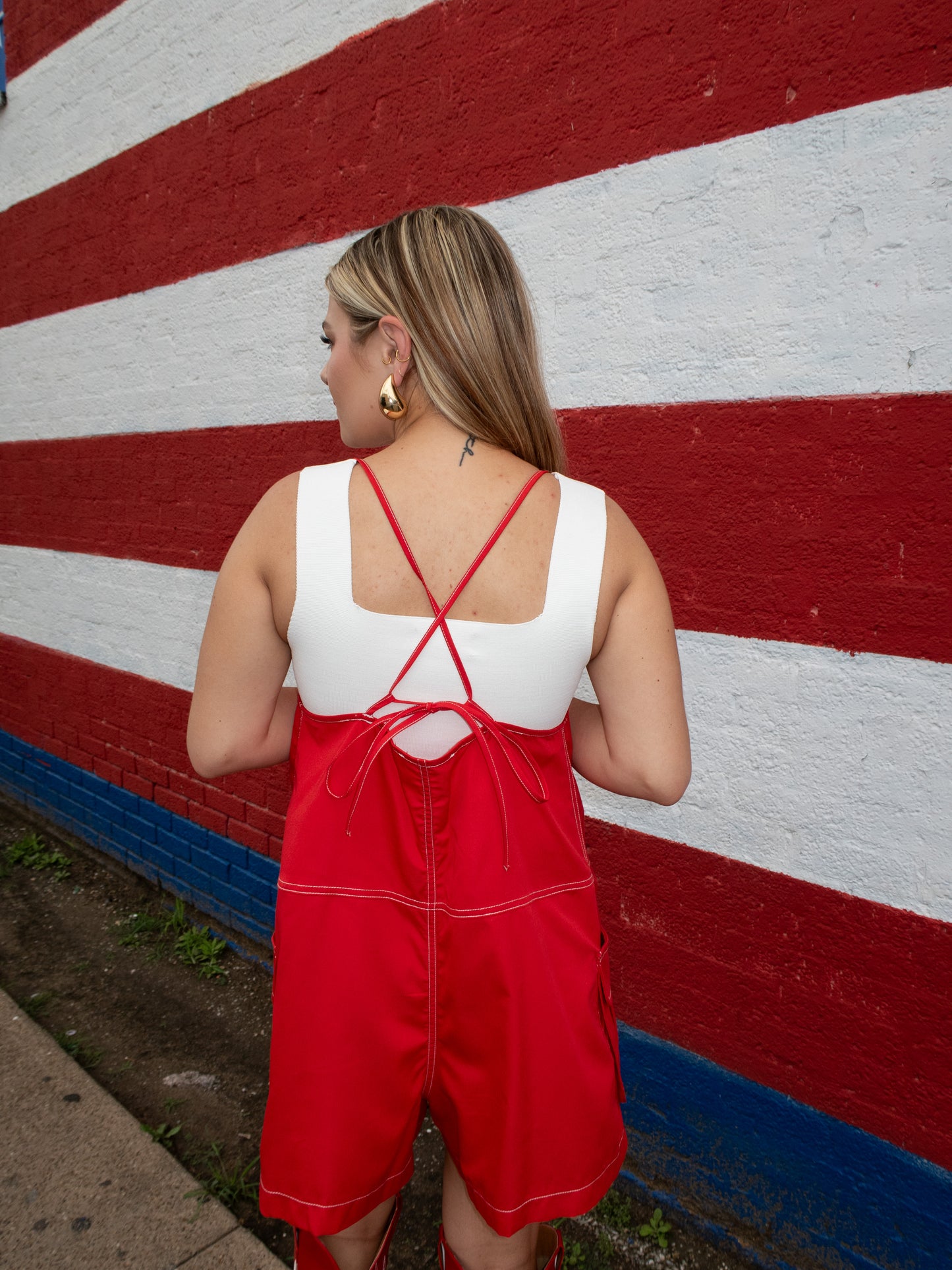 Overall Romper - Red