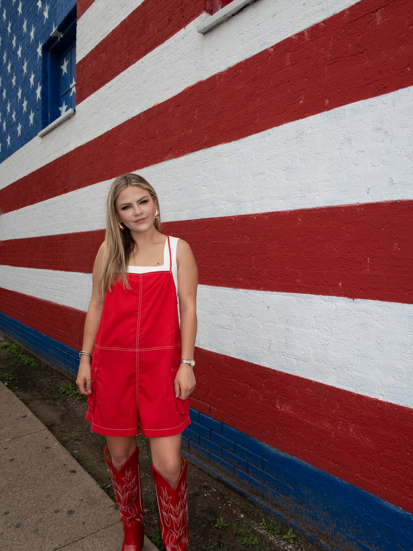 Overall Romper - Red