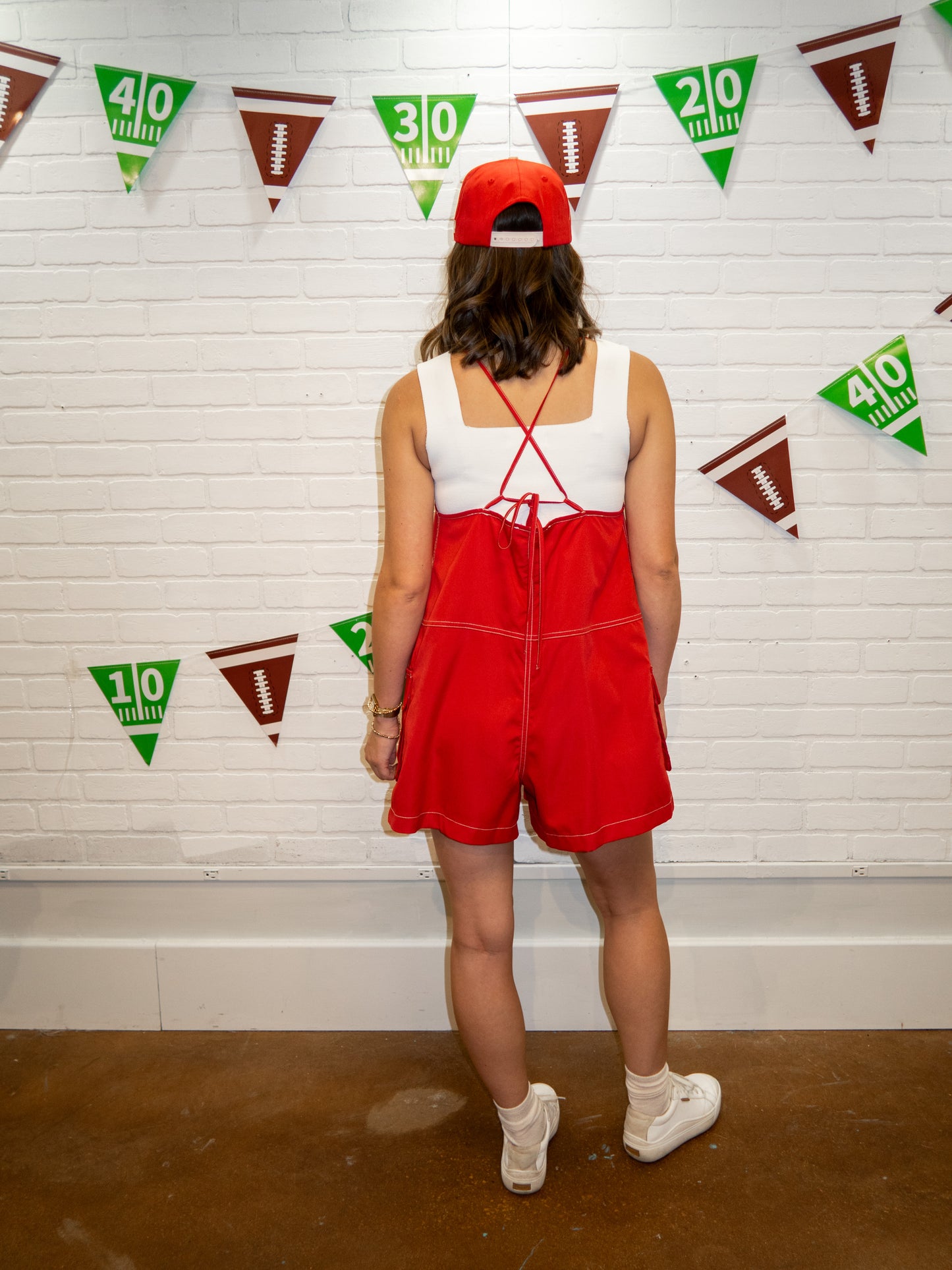 Overall Romper - Red