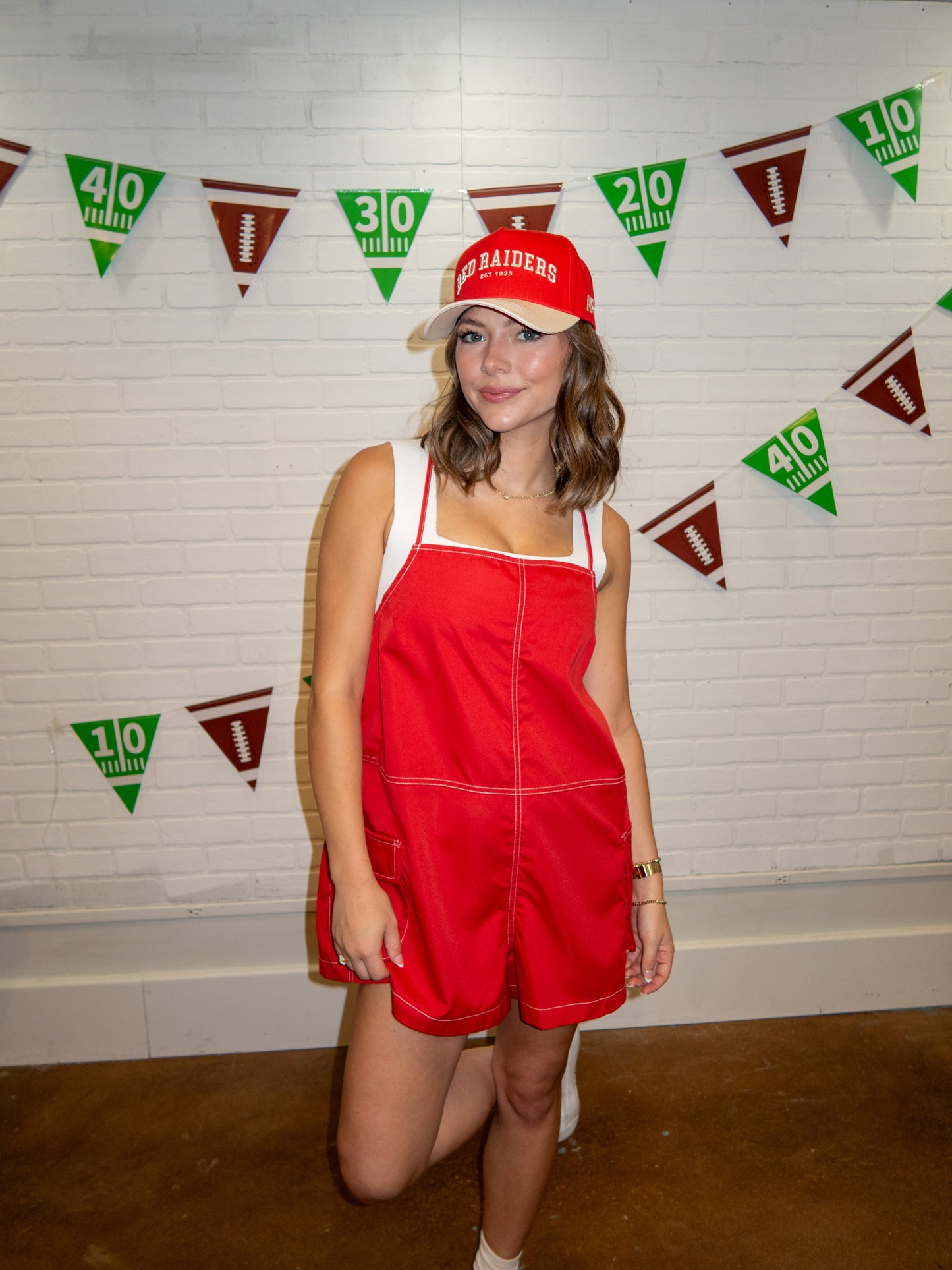 Overall Romper - Red