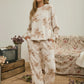 Floral Toile Long Sleeve Crewneck - Khaki