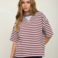 Stripe Short Sleeve T Shirt - Burgundy