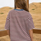 Stripe Short Sleeve T Shirt - Burgundy