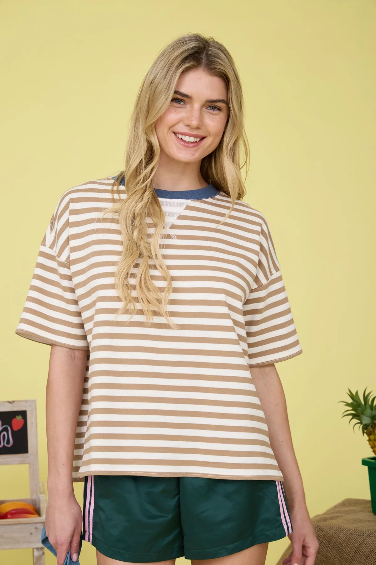 Stripe Short Sleeve T Shirt - Navy