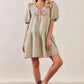 Gingham Ruffle Babydoll Dress - Pink/Emerald