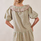 Gingham Ruffle Babydoll Dress - Pink/Emerald
