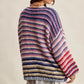 Chunky Multi Stripe Knit Cardigan - Navy Multi