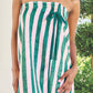 Spa Wrap - Green + Pink Cabana Stripe with Green Droopy Bow