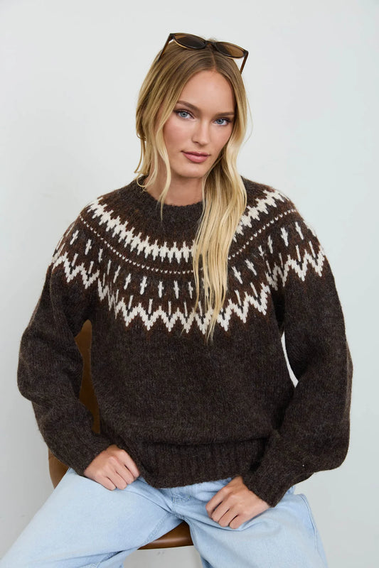 Fair Isle Sweater - Brown Multi