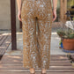 Floral Jacquard Pants - Brown