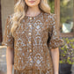 Floral Jacquard Top - Brown