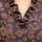 Ruffled V-neck Leopard Jacquard Dress - Brown