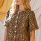 Floral Jacquard Top - Brown