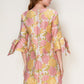 Bell Sleeve Jacquard Mini Dress-Pink/Yellow