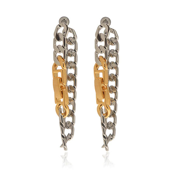 Two-Tone Chain Drop Earrings