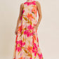 Floral Maxi Dress With Back Bow - Peach Multi