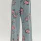 Pink Floral Jeans - Denim