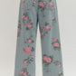 Pink Floral Jeans - Denim