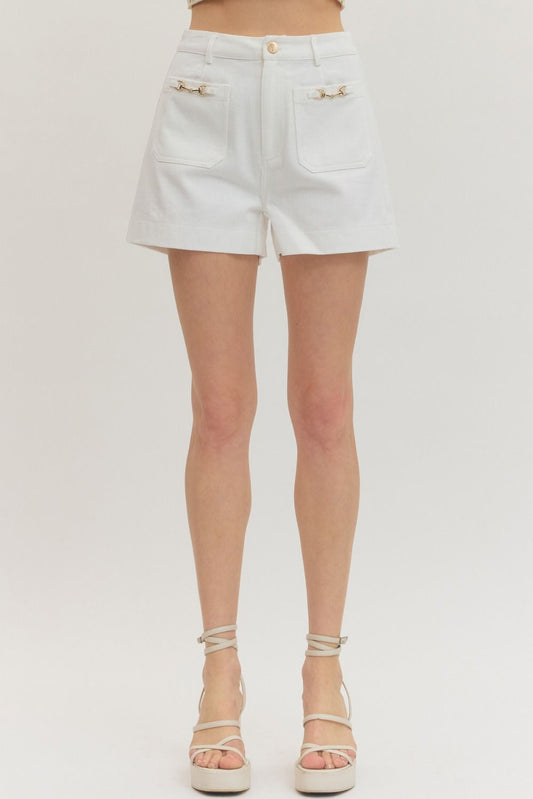 Shorts w Gold Detail - Off White