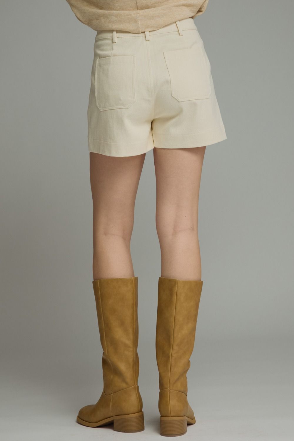Gold Detail Shorts - Ecru