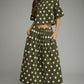 Polka Dot Pleated Skirt - Olive