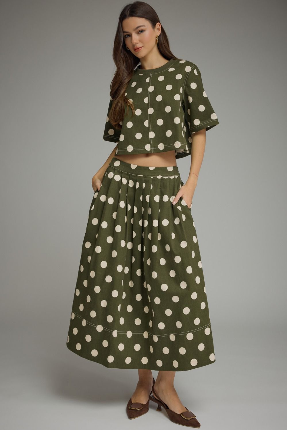 Polka Dot Shirt - Olive