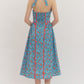 Floral Print Halter Neck Midi Dress - Blue/Red